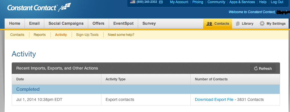 how do i export my contacts from constant contact