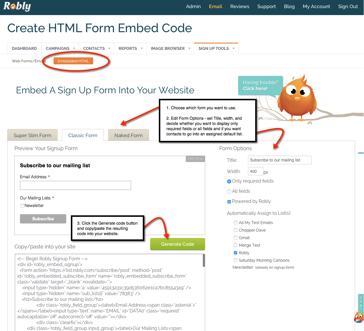 Create an HTML form for your website