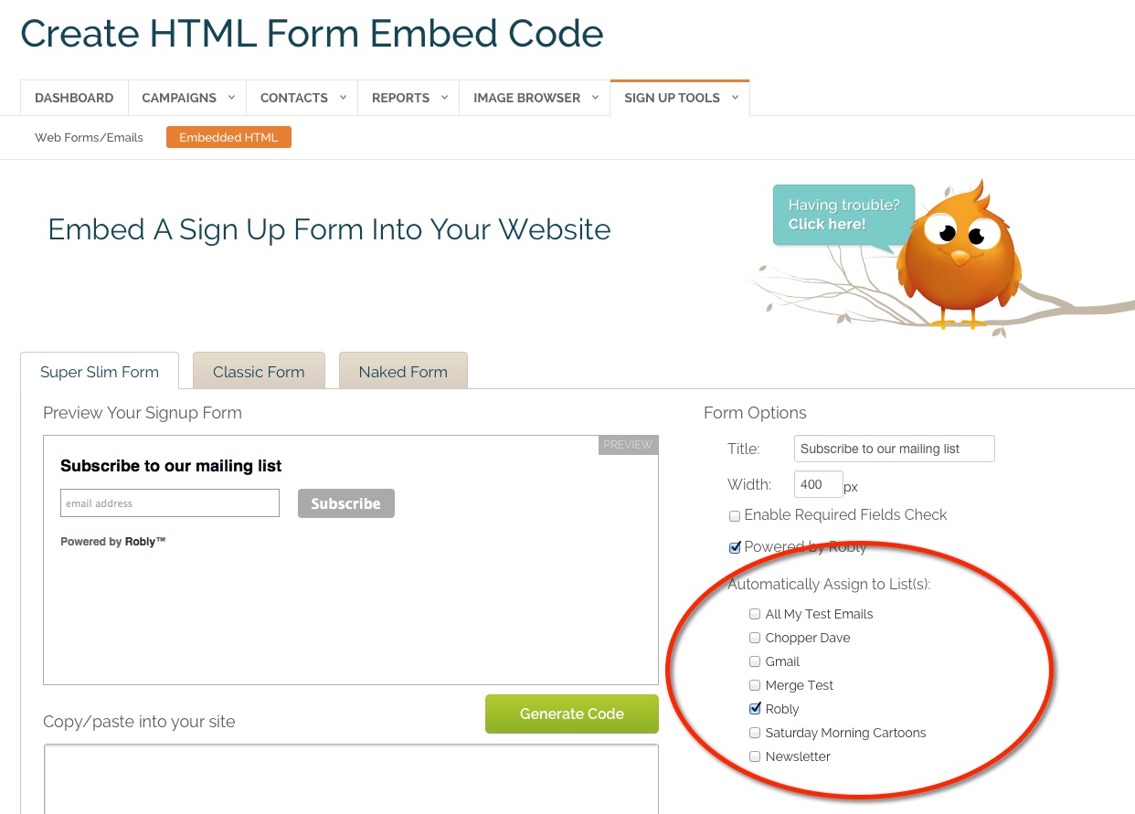 Embedded HTML Auto Assign